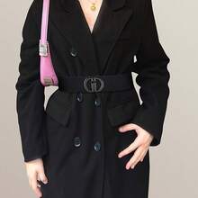 1 Piece New European And American Fashion Ladies Elastic Button Waist Seal Dress Down Jacket Suitable For Daily Use - màu đen - Xem 2