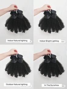 1pc Kids Afro Puff Soft Hair Luxury Kids Hair Buns Hand Feel Marley Kinky Bulk For Hair Girl With Elastic - Natural Black - View 8