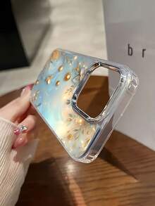 Estuche para teléfono con detalles florales dorados Compatible con estuches para teléfonos   17  16 Pro Max  15 Pro Max  13 y  12 Hecho de material TPU a prueba de caídas, resistente al desgaste y cómodo de sostener Un gran regalo para familiares, amigos, seres queridos, novios, novias y para Navidad - Plateado - Ver 5
