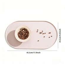 1 件椭圆形宠物食物垫，防滑防水设计，经久耐用且易于清洁，适用于干湿食物，猫狗适用，多宠物家庭也适用。100% 防水，边缘加高，硅胶宠物喂食垫，食物和水碗垫，防止溢出并保护地板，宠物用品。 - 米色 - 查看 13