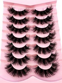 7 Pairs Half Lashes Cat Eye False Eyelashes Manga Eyelashes Short Soft 3d Faux Mink Eyelashes Natural Makeup,Gift For Women & Girl,7mm-16mm,False Eyelashes Natural,Ultra-Light,Long-Lasting,Enlarged Double Eye,Handmade,Soft,Skin-Friendly,Individual Lashes,Cat Eye Lashes,Professional,For Women-ST04 - 黑色 - 查看 3