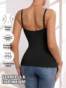 2件装无缝女士塑身吊带背心，配有可调节肩带 - 舒适百搭，适合日常叠穿 - 彩色 - 查看 2