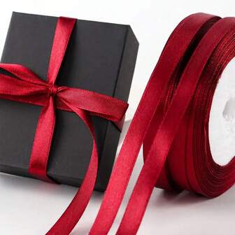 2 pezzi Nastro elegante rosso vino - 22 metri per rotolo, liscio e piatto, adatto per artigianato fai-da-te, decorazione per matrimoni, confezione regalo, confezione per profumo, accessori per capelli fai-da-te, materiali per nastri rosso vino eleganti fatti a mano - adatti per San Valentino, matrimoni, regali di compleanno, biglietti