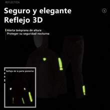 Trae de a Motocicl Refleante con Capuca Desmontable Conunto de Impermeable Moto con Cubia  Zapato para ore y Muer - Verde negro - Ver 3