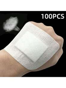 10/20/50 piezas Apósitos de curación hipoalergénicos, tiras de vendaje de gasa transpirable y sin adherencia hechas de tela no tejida de spunlace, parches elásticos transparentes que brindan protección para el botiquín de emergencia - Blanco - Ver 10