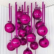 10pcs Red/Green/Golden/Hot Pink/Silverly 4D Balloons, 18 Inches, With Red/Green/Golden/Hot Pink Polyester Ribbon, With Masking Paper, , Easy To Carry, For Room Decoration, Party Decoration, Wedding Decoration, Family Gathering - 玫紅色 - 查看 1