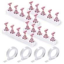 4 Sets Pink Nail Painting Practice Stand With 1M Double-Sided Tape Acrylic Fake Nail Art Holder For Press Ons Magnetic Nail Display Design Tools Kit Accessories For Home Diy Salon Supplies,Nail Tech Supplies,Nail Supply Storage,Nail Tech Essentials - pink 4PCS - 查看 1