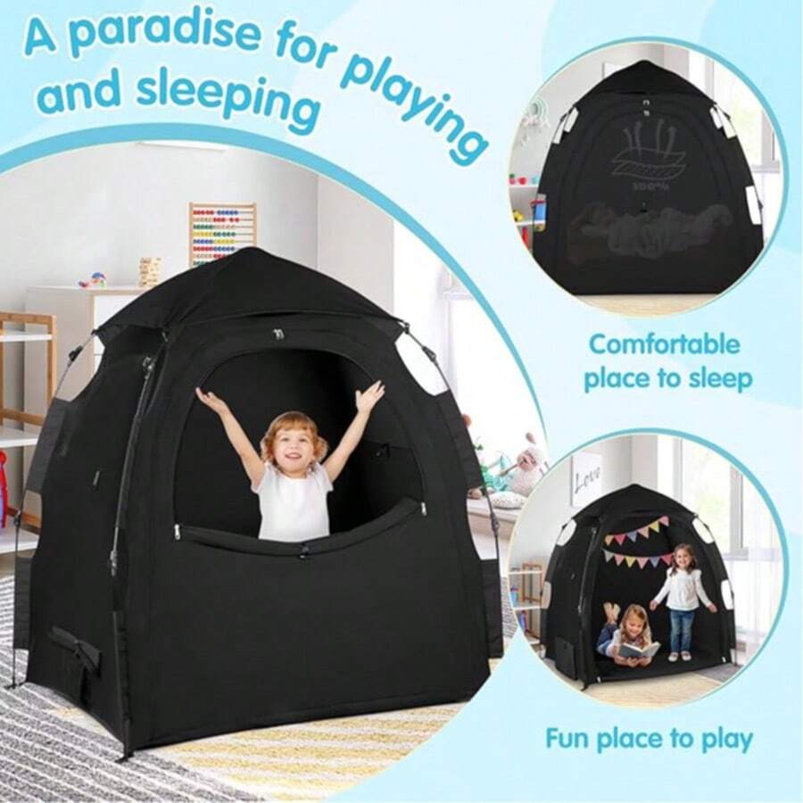 Abulun Portable Blackout Tent – One-Button Operation; Blackout Cover – A Blackout Tent For Sleep Pods And Mini Cribs, Breathable Crib Blackout Cover, 95% Brightness. - 黑色 - 查看 1