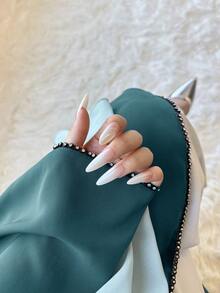 Women's Robe, Women's 2 Pieces Woven Fabric Robe Set: Rhinestone Embellished Robe With Chiffon Headscarf - Suitable For Festive Occasions, Elegant Green Party Dress - Blue - View 6