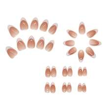 4 Boxes 96Pcs Short Squoval Press On Nails 24PCS Short Almond French Press On Nails, Elegant Minimalist Fake Nails With Simple White Tips, Easy Apply Removable False Nails For Women & Nail Lovers, Reusable Nail Stickers For Daily, Party, Wedding, Spring Summer Wear.Nail Kits,Christmas Gifts For Women,Nails Christmas. - Apricot 276 - View 3