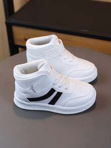 New Kids Sports Shoes Running Shoes Casual Shoes Mid-Top Leather Shoes, Soft Bottom Toddler Walking Shoes, Unisex - Black - View 5