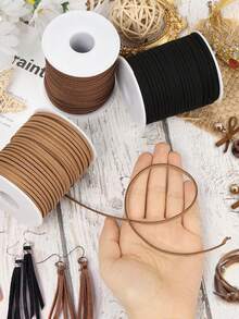 1Roll 1791in Floral Deerskin Velvet Chenille String Jewelry Leather Strap Flower Gift Box Decorative Bouquet Ribbon Handmade Diy Necklace, Bracelet Strap Jewelry Making Handmade Craft Supplies -Beading Cords & Threads - 1791inch - View 5