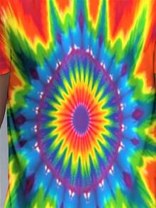 Men'S 3D Rainbow Mandala Tie-Dye T-Shirt - Vibrant Multicolor  Print With 60s/70s Retro Style, Soft Fabric, Regular Fit Round Neck For Casual, Festival & Casual Attire - All-Season & Easy Care (Machine Washable) - Statement Tee For Men - - 混合色 - 查看 6