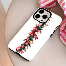 Estuche para teléfono con adorno de guirnalda navideña Compatible con fundas de teléfono   17  16 Pro Max  15 Pro Max  13 y  12 Hecho de material de TPU a prueba de caídas, resistente al desgaste y cómodo de sostener Un gran regalo para familiares, amigos, seres queridos, novios / novias y para Navidad - Blanco - Ver 2