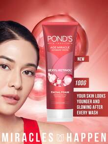 Pond's 100克旁氏奇迹亮白洁面泡沫，抗衰老，减少皱纹，深层清洁毛孔，即刻去除暗沉，清除杂质，微泡沫，瞬间起泡，洗后清爽，控油，温和去角质，丝滑柔润的质地，提亮肤色20倍，中性pH值平衡 - 奇蹟抗皺 - 查看 5