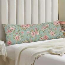[Soft Floral Pillow] Sage Green Soft Polyester Elegant Floral Body Pillow Cover - Zippered, Machine Washable, 20"X54" Long - Decorative Pillowcase For Various Room Styles - Flowers - 查看 1