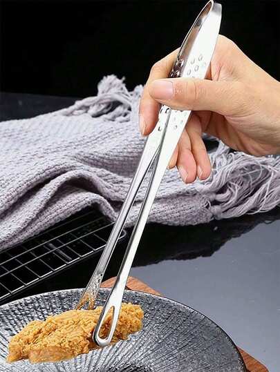 1 قطعة ملقط طعام من الفولاذ المقاوم للصدأ، ملقط طويل المقبض مضاد للانزلاق للشواء، ملقط شرائح اللحم، أداة مطبخ وإكسسوار