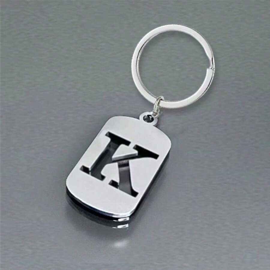 Fashionable Stainless Steel 26-Letter Keychain - The Perfect Choice For Men's Backpacks And Car Accessories, A Simple Pendant - K - View 1