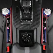 Car Leather Cup Holder Gap Bag Car Seat Gap Organizer Storage Box Pocket Multifunction Universal Wallet Keys Card Cup Phone Holder Auto Interior Accessories - Paquete de 2 rojos - Ver 3