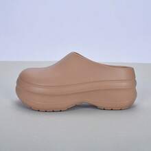 男士休闲拖鞋，情侣镂空厚底慵懒穆勒鞋，沙滩凉鞋，透气男士拖鞋，秋冬款 - 棕色 - 查看 5