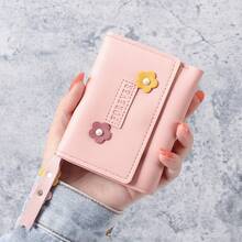 Cartera de Mujer Estilo Coreano Corta Creativa Cartera Estudiante Monedero con Hebilla - Morado - Ver 2