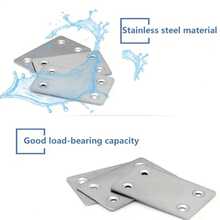 10pcs Metal Flat Bracket, Stainless Steel Straight Fixing Piece, 4-Hole Adjustable Angle Bracket, Suitable For Furniture, Wood, Shelves, Beds, Cabinets - Silver - View 2