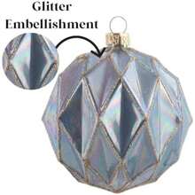 Karma, Adorno Colgante de Navidad, Adorno de Vidrio geométrico con Purpurina de 3 Pulgadas, Azul, decoración navideña, Adorno para árbol de Navidad(default) - Multicolor - Ver 2