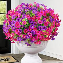 4pcs Realistic Silk Colorful Eucalyptus Plants, Suitable For Outdoor Decoration In Spring And Summer, UV-Resistant, Can Be Used For Outdoor Home Planting, Porch, Patio, Window, Yard Decoration, Applicable For Home Garden, Porch, Outdoor Decoration, Garden Decoration. - Purple + Purple-red - View 1