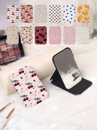 1 Stück minimalistischer Ins-Stil tragbarer faltbarer leichter Edelstahl-beschichteter Nano-Elektroplattierter Rand-Kompaktspiegel, geeignet für alle Anlässe und Menschen