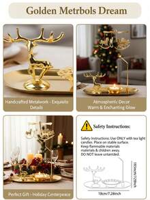 1pc Rotating Carousel Golden Hot Wax Rotating Candle Holder Decor, Windmill Print, Creative Halloween Christmas Gift, Rotating Candle Holder Set, Suitable For Romantic Wedding, Christmas Party, Home Dining Table Decor, Holiday Gift (Style Random)