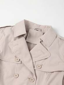 Women's Double-Breasted Windbreaker, Commuting Casual Jacket, Solid Color Design, Fashionable And Versatile For Spring And Autumn - Beige - View 7