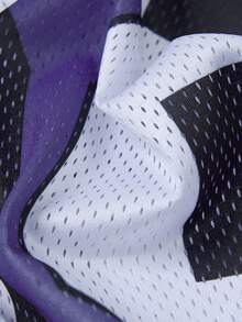 Áo thun nam thời trang thể thao phong cách Los Angeles, cổ chữ V, tay ngắn, in sọc, chất liệu lưới, in số 08, thiết kế phối họa tiết tối giản, phù hợp cho trang phục thường ngày mùa xuân/hè, phong cách đường phố. - màu đen - Xem 4