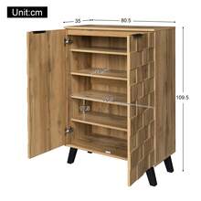Modern 5-Compartment Shoe Cabinet/Sideboard – Dimensions 80.5 X 35 X 109.5 Cm, Adjustable Shelves - Wood Color + Particleboard - View 5