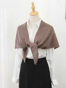 1pc Spring/Summer Knitted Triangle Scarf, Shawl, Wrap, Lightweight Outerwear, Versatile Headscarf/Neck Warmer - Multicolor - View 5