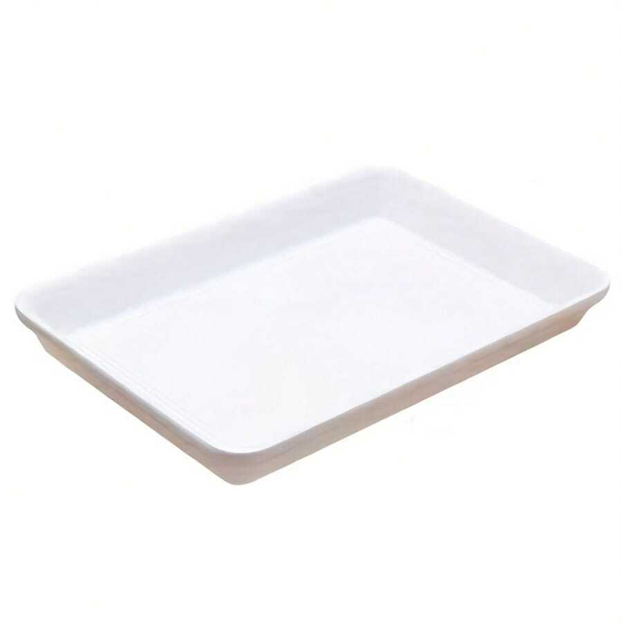 Plastic Large White Plate Set - Reusable Biscuits, Snacks, Cooked Food Platter, Snacks, Desserts, Party Food Display - Stackable Kitchen Countertop Tray - White - View 1