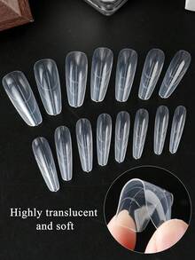 FULL BEAUTY 60 szt. owalnych, migdałowych form do przedłużania paznokci, form pośrednich, podwójnych form do paznokci, szybko budujących, żelowych, akrylowych, sztucznych paznokci, przedłużających narzędzie do manicure - Przezroczysty - Zobacz 7