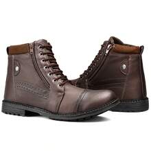 Sapatofran Casual Ankle Boot With Zipper And Tractor Sole, Black - 咖啡棕 - 查看 1