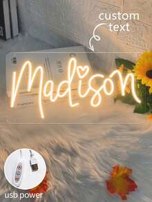 Customized Name Neon Light Room Decor, Rectangular Glowing Sign, Halloween Christmas Decoration, Personalized Holiday Gift, Home Decor USB LED Light Sign, Bedroom Wall Decor Light For Wedding, Graduation, Christmas, Holiday Gifting - Neon Sign 3 - View 6