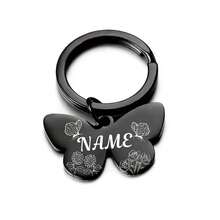 Personalized Butterfly-Shaped Pendant, Dog ID, Free Engraving Of Pet Name And Number, Zinc Alloy, Anti-Loss