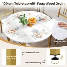 COSTWAY 5 Piece Dining Table Set, Round Kitchen Table & 4 Chairs With Storage Rack & Metal Frame, Modern Space-Saving Dinette Furniture For Dining Room, Breakfast Nook, Apartment, White - White - View 5