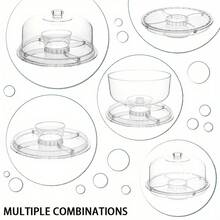 6-In-1 Multifunctional Cake Stand With Dome Lid, Multi-Use Serving Plate For Cake, Fruit, Salad, Chips, Sauce And Dessert, All-In-One Tableware For Wedding Dessert Table & Home Party - Transparent - View 9