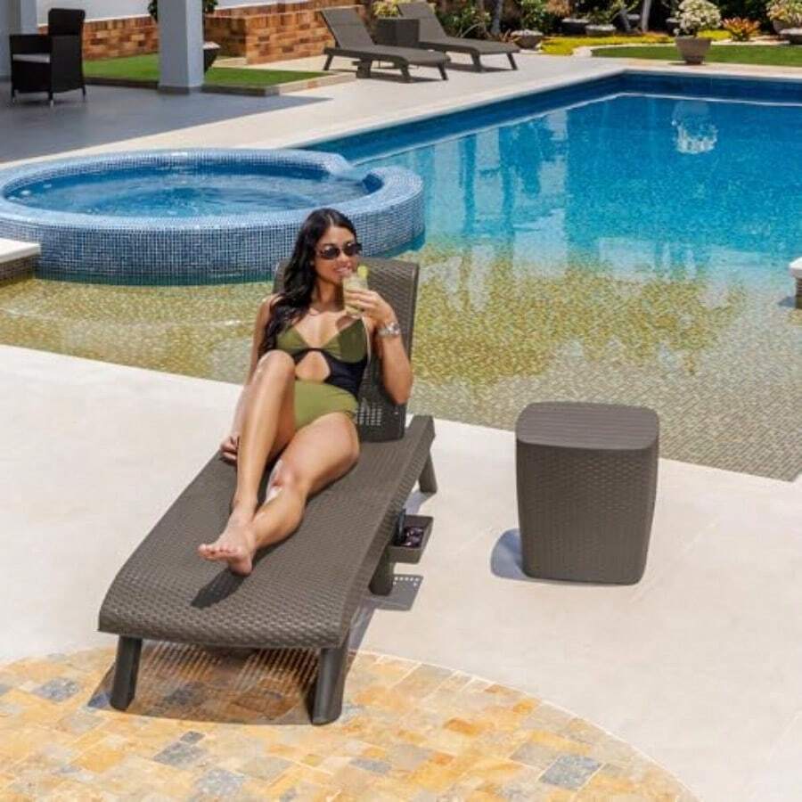 YQQ MQ Camastro Plegable Portatil Apariencia Tipo Rattan Jardin Alberca Mocca2179 - Moca - Ver 1