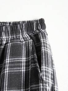 Men's Regular Plaid Casual Pants, Spring/Autumn - Black - View 5