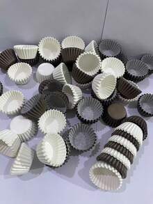 100个/200个/500个/1000个装 纯白/咖啡色迷你纸杯蛋糕纸托，0.98英寸纸杯蛋糕杯，展开尺寸6.5厘米，纸杯蛋糕衬垫和玛芬模具，烘焙、蛋糕和厨房用品的理想之选，烘焙必备品 - 彩色 - 查看 8