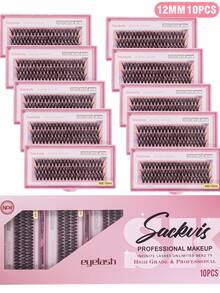 Sackvis 10 Boxes 10D 20D 30D 40D D-Curl Lash Clusters, Eyelash Extensions For DIY Eye Makeup, Individual Set, 0.70mm Segmented Lashes, Handmade, Wispy - Pink - View 13