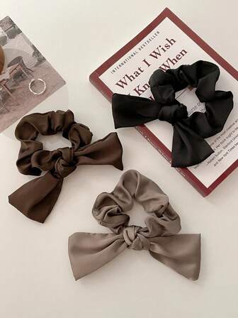 3 st hårrosetter dekorationer scrunchies för dagligt bruk rosett hårspännen för kvinnor frisyrer casual söta håraccessoarer hårsnoddar scrunchy hårsnoddar, presenter hästsvans, hårband, hårresår, hårgummiband, hårrep, elastiskt hårband