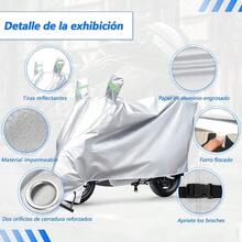Funda para Moto Impermeable con Tiras Reflectantes y Oo de Cerradura Protección de Espeo Protección UV Adecuada para onda   arley etc Plata (XL) - SG - Ver 2