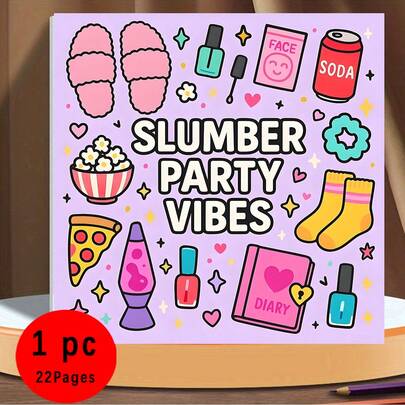 (Deluxe Upgrade, Thick Paper, 20.5*20.5cm) "Pajama Party: 22 Pages Of Relaxation", Suitable For Couples, Families, Parties, Valentine's Day, Birthdays And Other Holidays. Painting And Learning Supplies, 22 Pages, Book, Coloring Book, Learning Supplies, School, Christmas, Halloween, Birthday, Back To School Gift, Coloring Book, Art Supplies