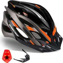 Adult Bicycle Helmet with Removable Visor, Portable Bag, Adjustable Fit for Road and Mountain Riding, LED Light - Naranja negro - Ver 2