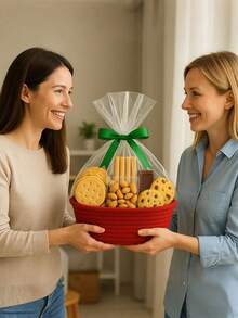 编织手柄礼品篮，两用收纳篮，适合存放零食、玩具、礼物、化妆品、洗漱用品等。椭圆形多功能收纳篮，玩具收纳篮，是节日礼物、日常家居用品和物品收纳的理想之选。男女皆宜，可用于家居整理和收纳，也可作为房间装饰。 - 彩色 - 查看 10